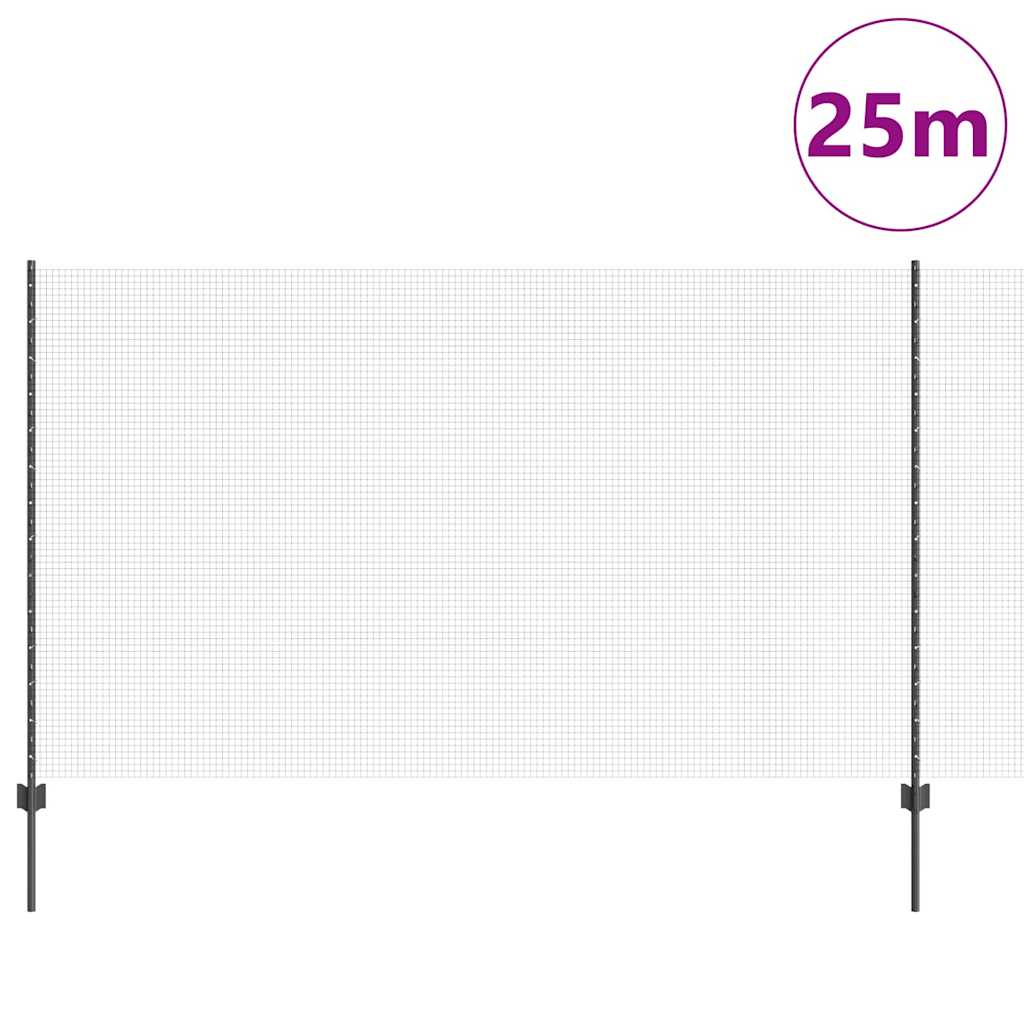 Recinzione con Posto Grigio 1,4 x 25 m Acciaio e PVC