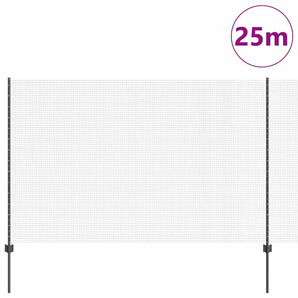 Recinzione con Posto Grigio 1,5 x 25 m Acciaio e PVC