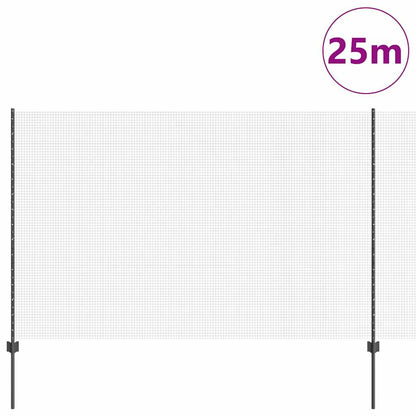 Recinzione con Posto Grigio 1,5 x 25 m Acciaio e PVC