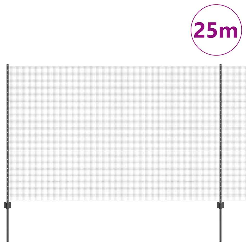 Recinzione con Posto Grigio 1,6 x 25 m Acciaio e PVC