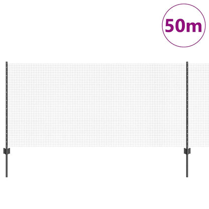Recinzione con Posto Grigio 1 x 50 m Acciaio e PVC