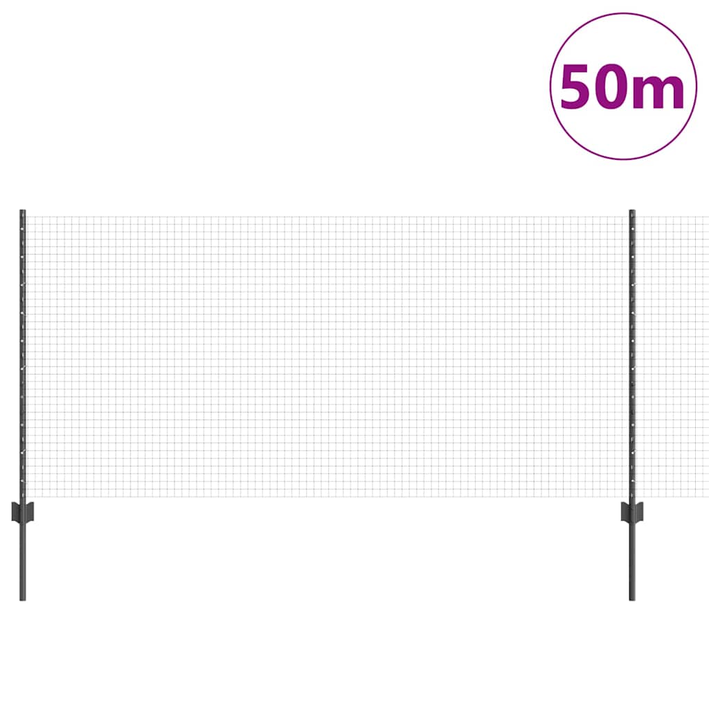 Recinzione con Posto Grigio 1 x 50 m Acciaio e PVC