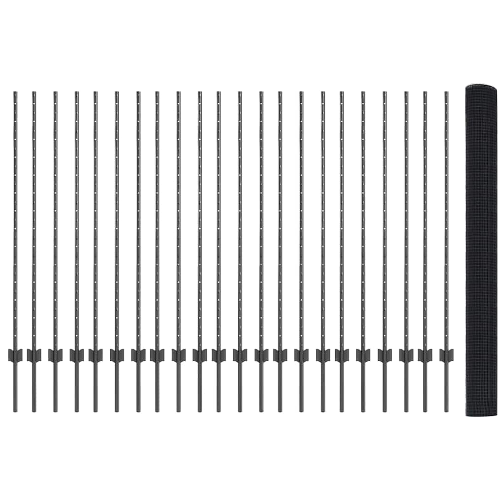 Recinzione con Posto Grigio 1,4 x 50 m Acciaio e PVC