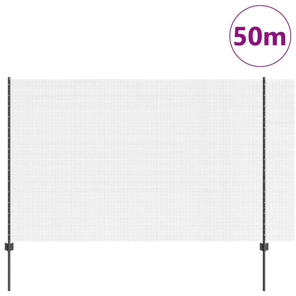 Recinzione con Posto Grigio 1,5 x 50 m Acciaio e PVC