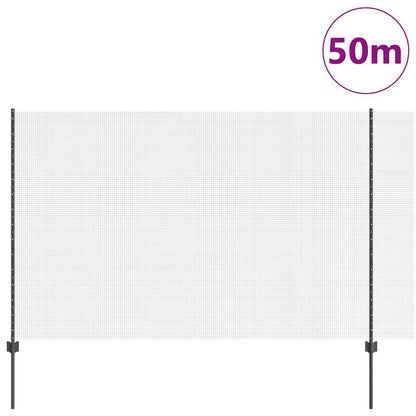 Recinzione con Posto Grigio 1,5 x 50 m Acciaio e PVC