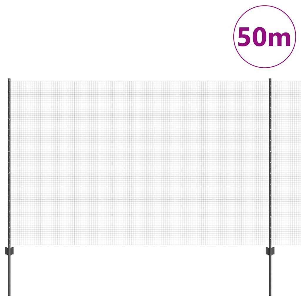 Recinzione con Posto Grigio 1,5 x 50 m Acciaio e PVC
