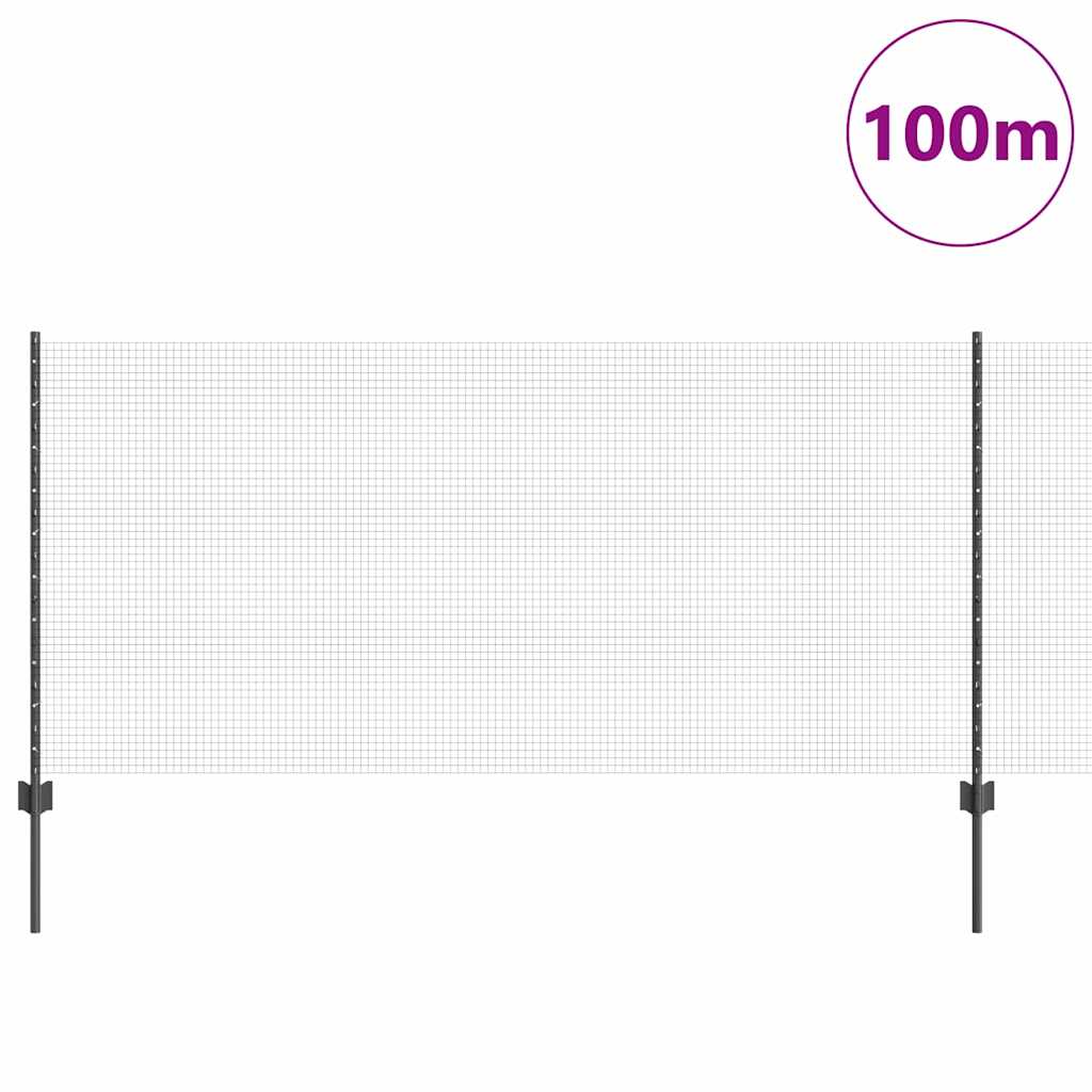 Recinzione con Posto Grigio 1 x 100 m Acciaio e PVC