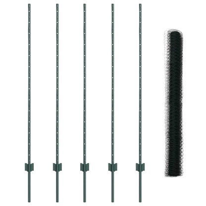 Recinzione con Posto Verde 1,4 x 10 m Acciaio e PVC