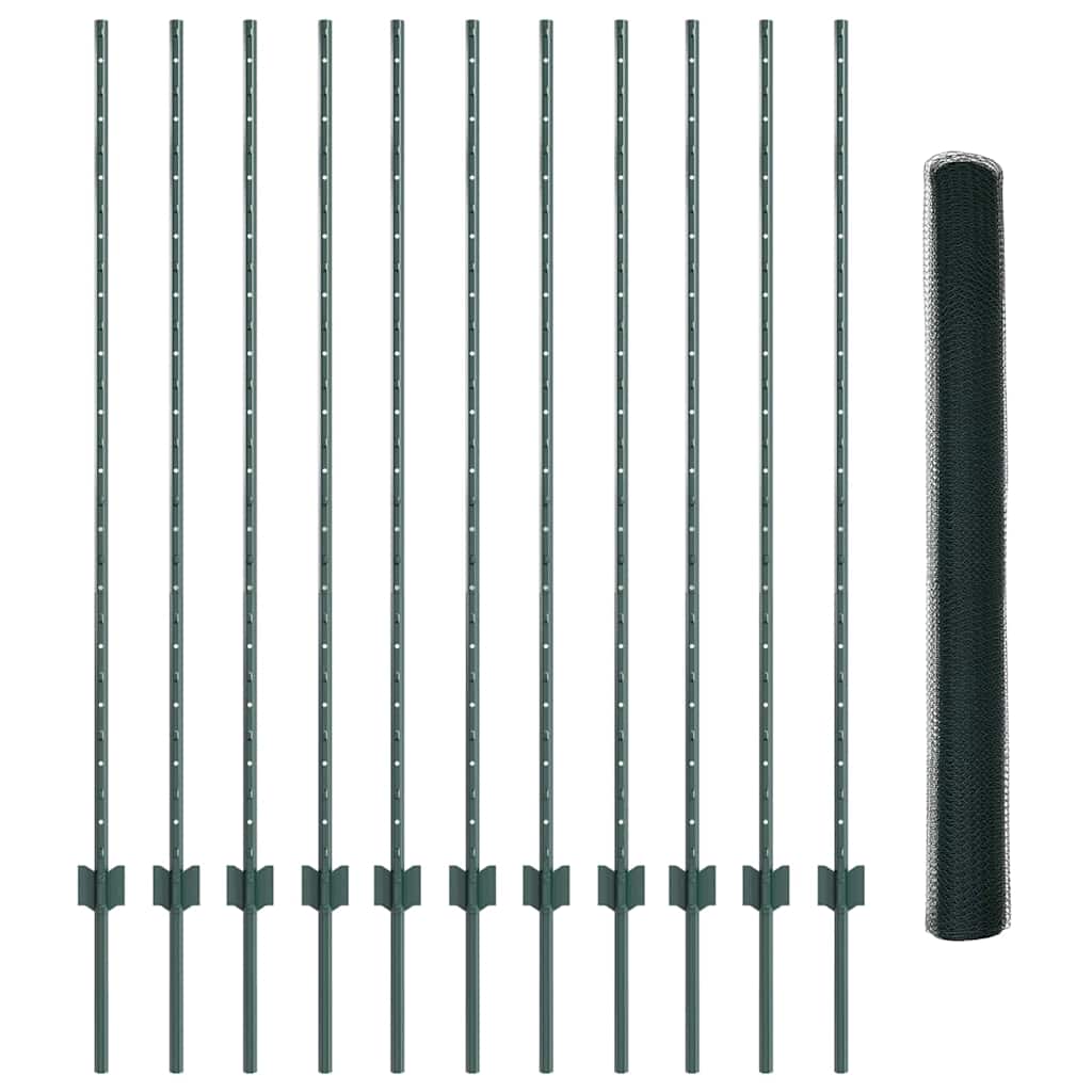 Recinzione con Posto Verde 1,4 x 25 m Acciaio e PVC