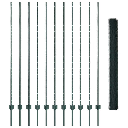 Recinzione con Posto Verde 1,6 x 25 m Acciaio e PVC