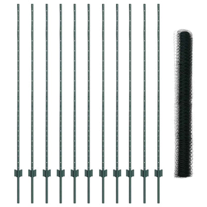Recinzione con Posto Verde 1,6 x 25 m Acciaio e PVC