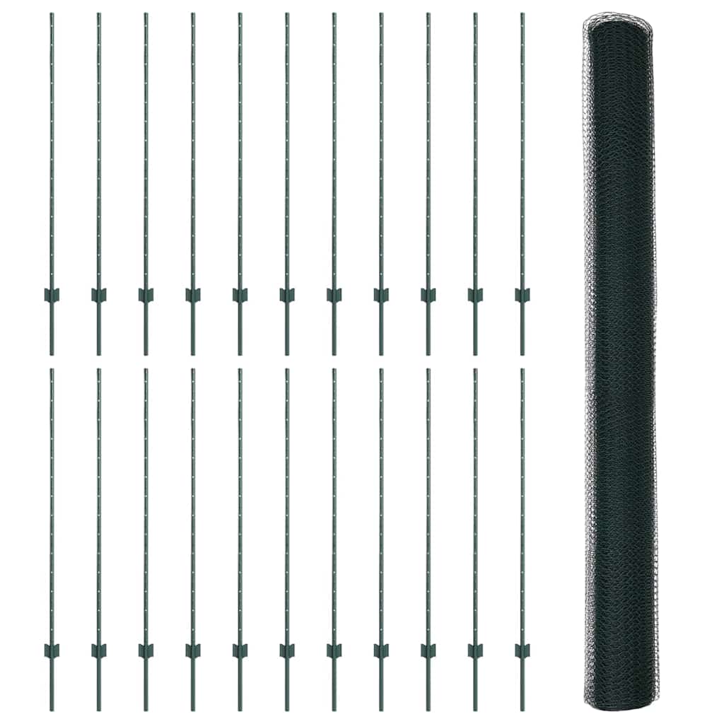 Recinzione con Posto Verde 1,4 x 50 m Acciaio e PVC