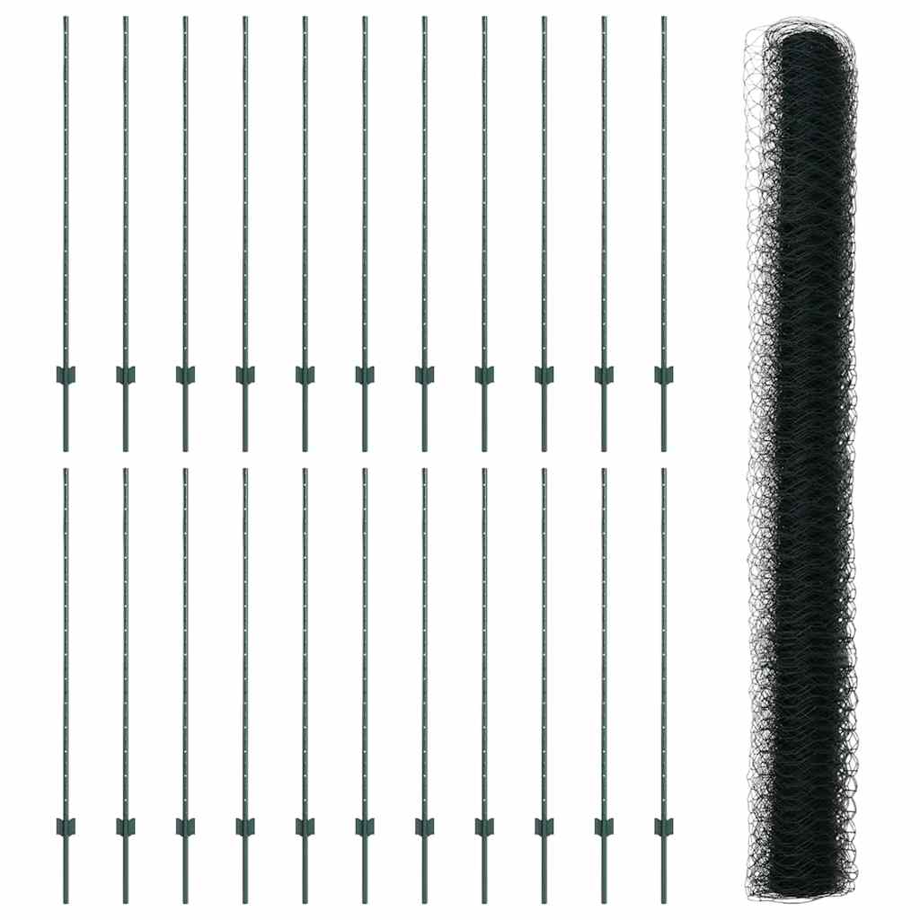 Recinzione con Posto Verde 1,4 x 50 m Acciaio e PVC