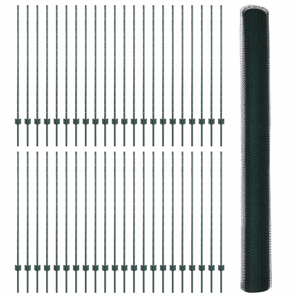 Recinzione con Posto Verde 1,4 x 100 m Acciaio e PVC