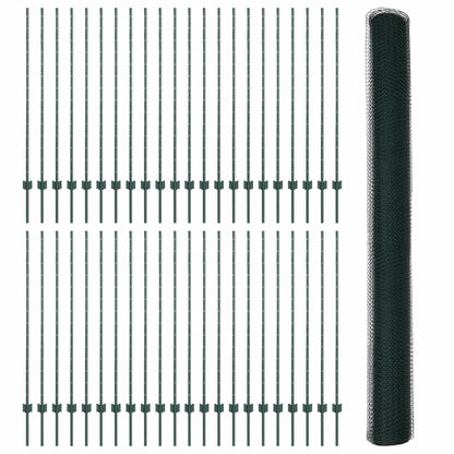 Recinzione con Posto Verde 1,4 x 100 m Acciaio e PVC