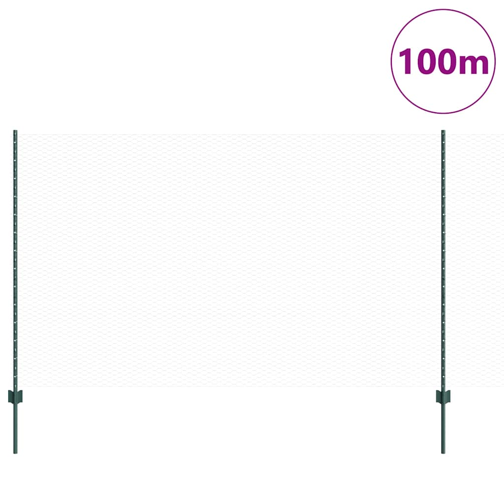 Recinzione con Posto Verde 1,4 x 100 m Acciaio e PVC