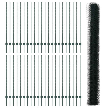 Recinzione con Posto Verde 1,4 x 100 m Acciaio e PVC