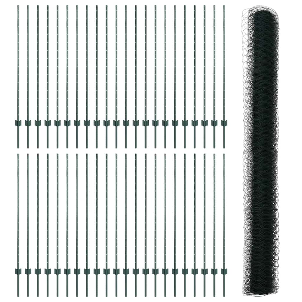 Recinzione con Posto Verde 1,4 x 100 m Acciaio e PVC
