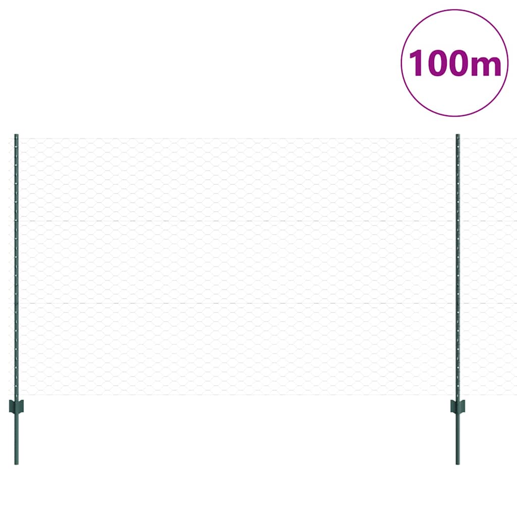 Recinzione con Posto Verde 1,4 x 100 m Acciaio e PVC