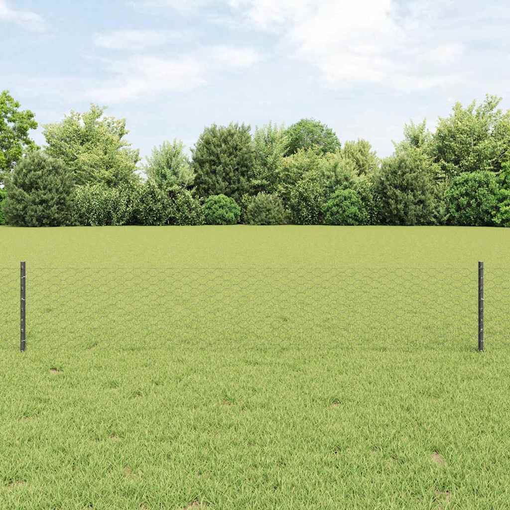 Recinzione con Posto Grigio 0,4 x 10 m Acciaio e PVC