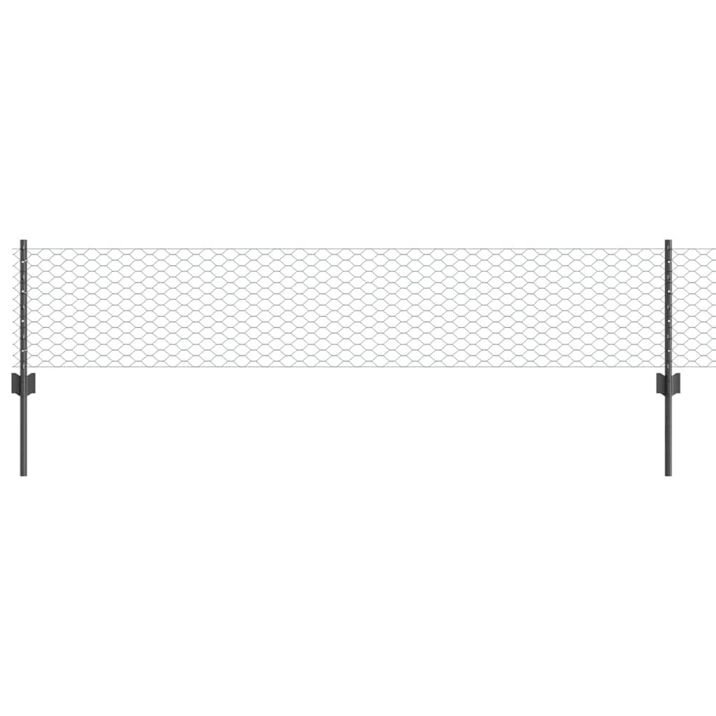 Recinzione con Posto Grigio 0,4 x 10 m Acciaio e PVC