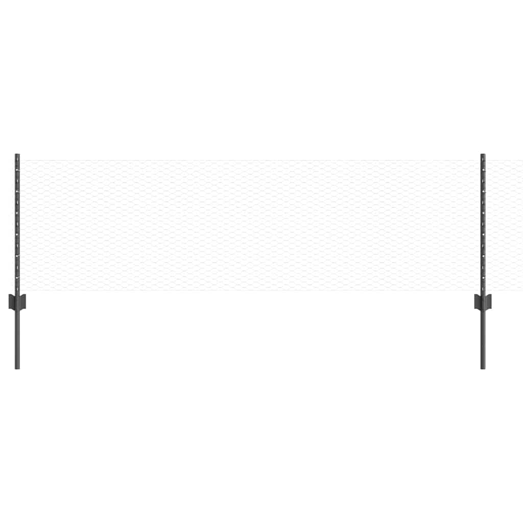 Recinzione con Posto Grigio 0,6 x 10 m Acciaio e PVC