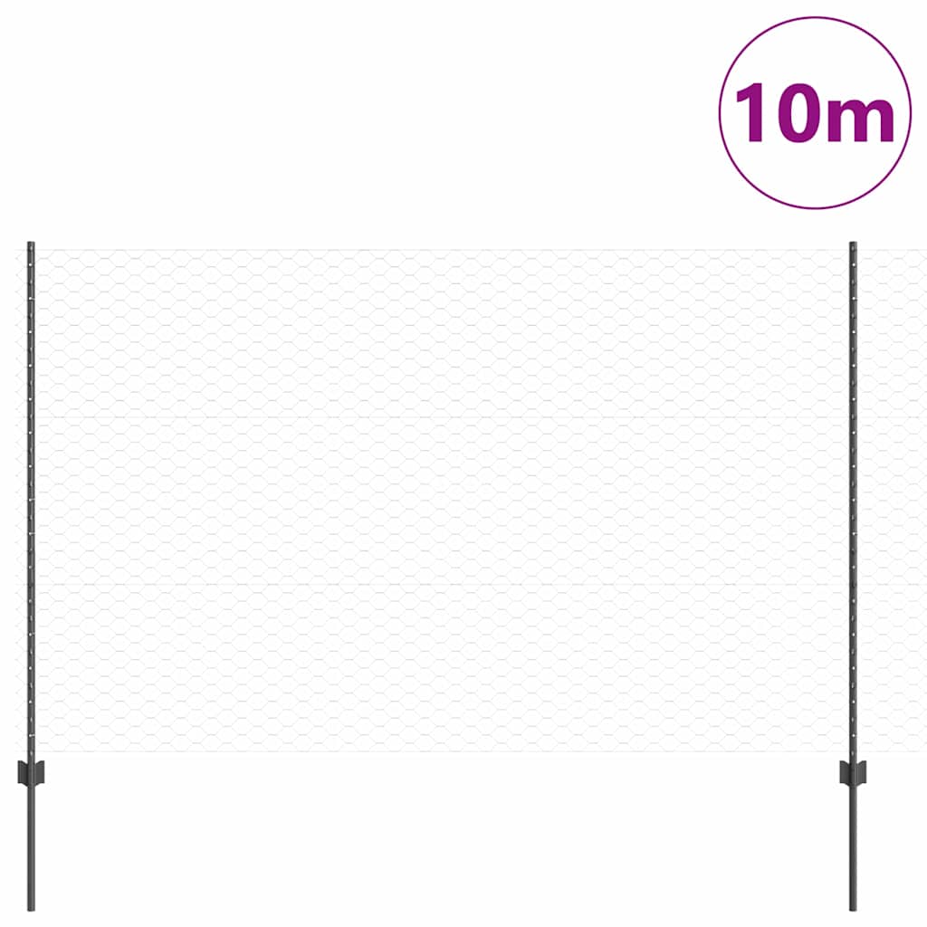 Recinzione con Posto Grigio 1,5 x 10 m Acciaio e PVC
