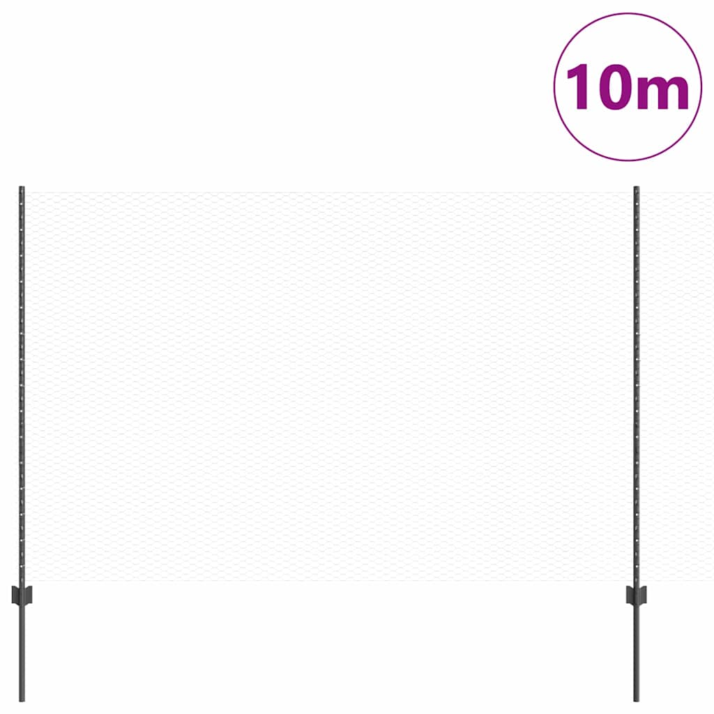 Recinzione con Posto Grigio 1,6 x 10 m Acciaio e PVC