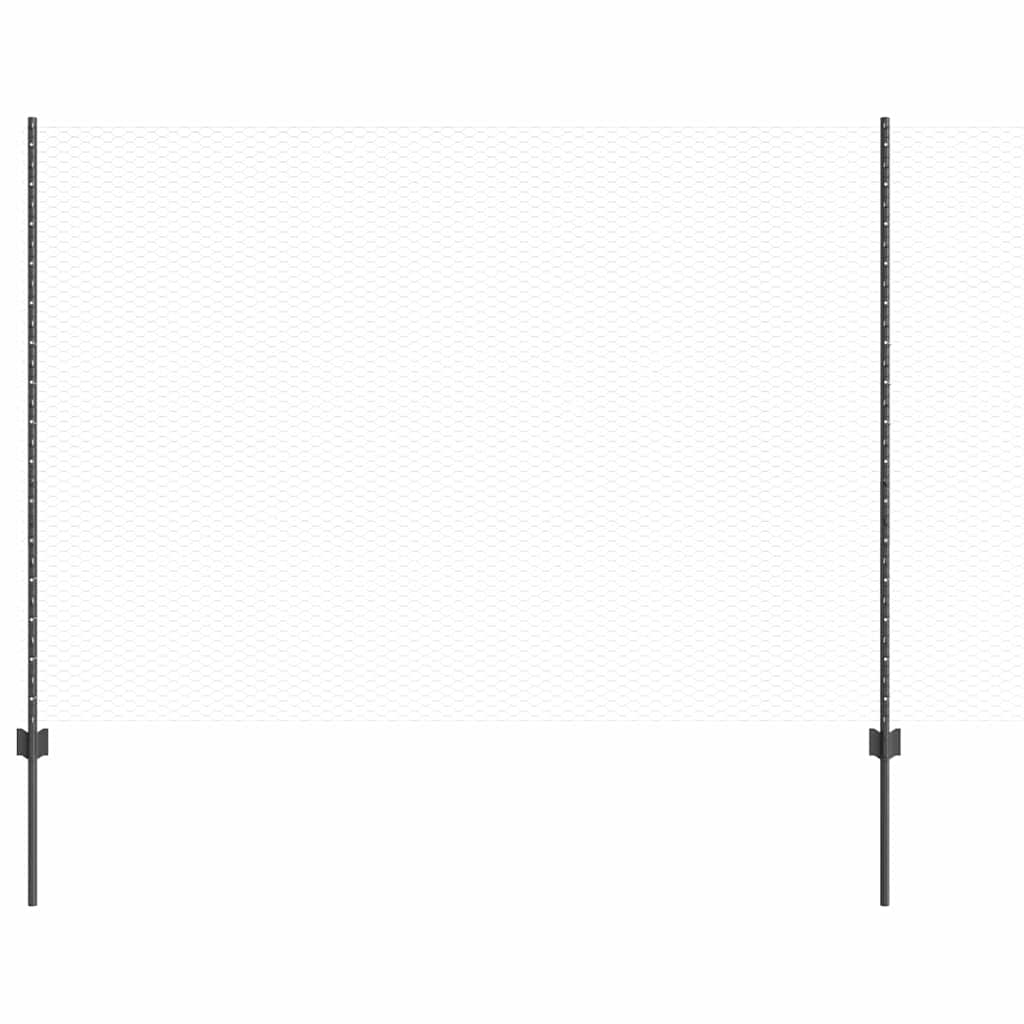 Recinzione con Posto Grigio 1,6 x 10 m Acciaio e PVC