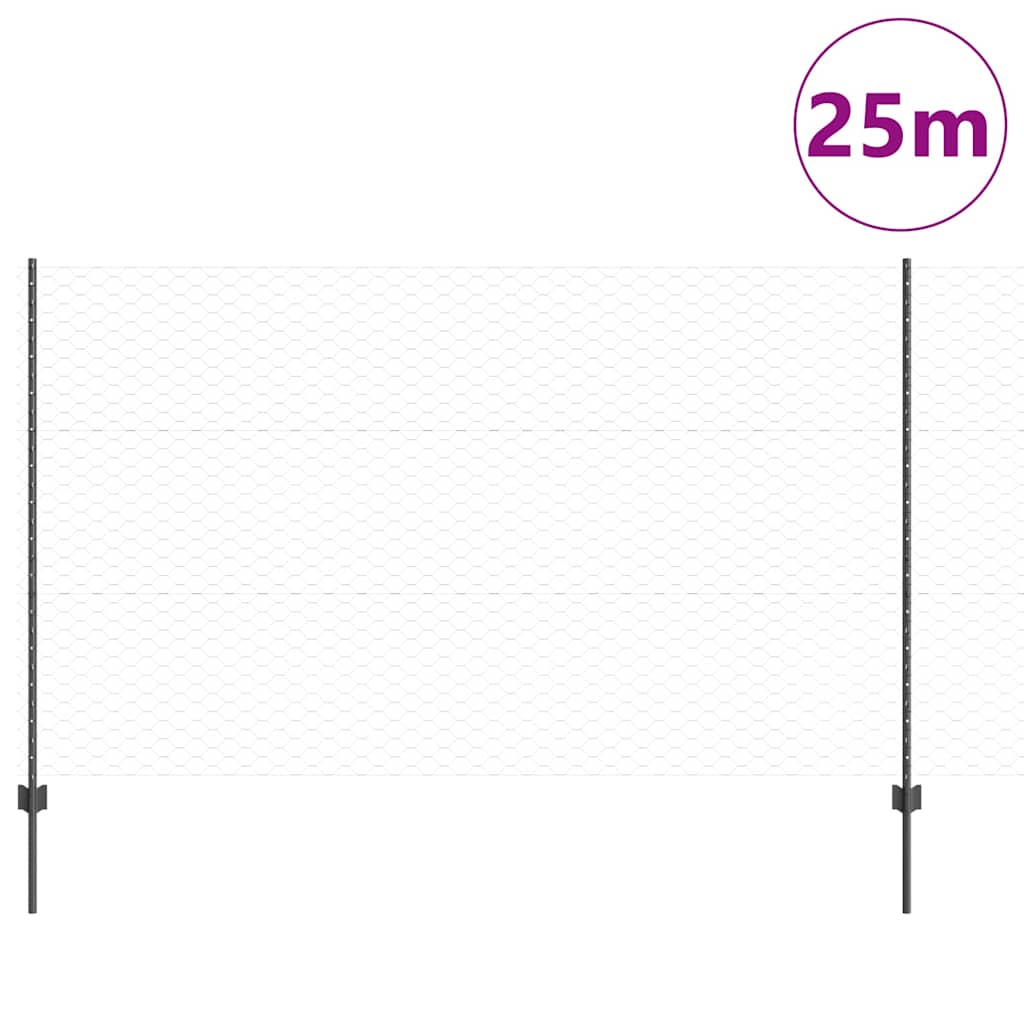 Recinzione con Posto Grigio 1,4 x 25 m Acciaio