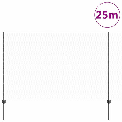 Recinzione con Posto Grigio 1,6 x 25 m Acciaio e PVC
