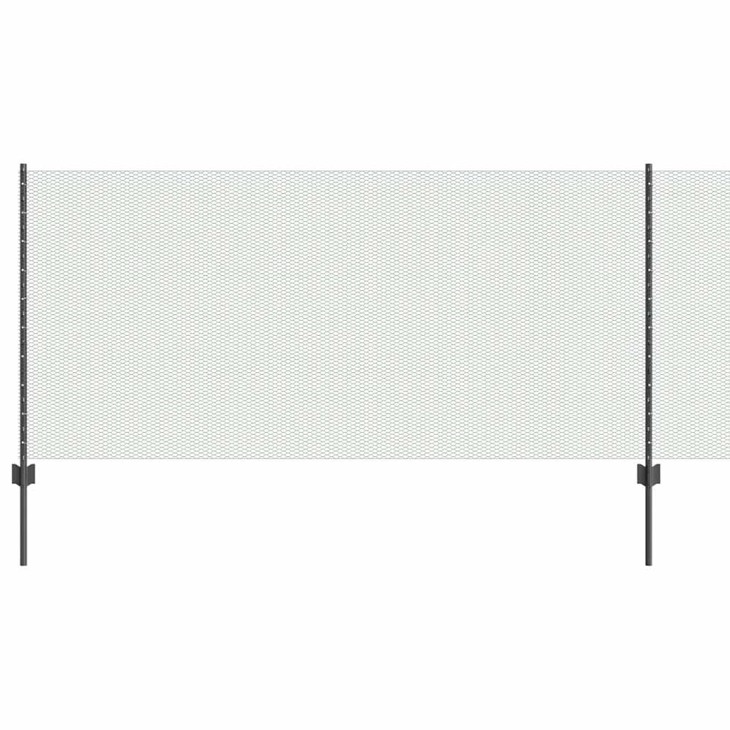 Recinzione con Posto Grigio 1 x 50 m Acciaio e PVC