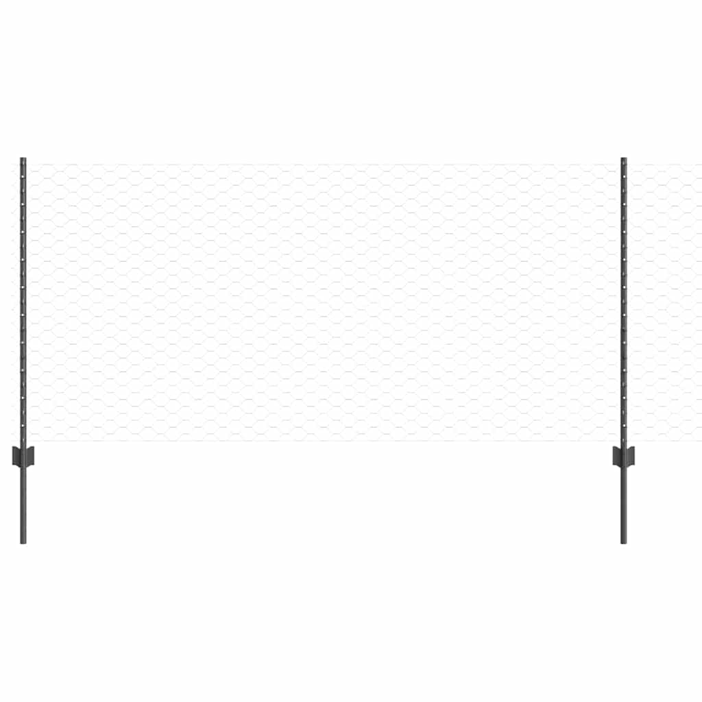 Recinzione con Posto Grigio 1 x 50 m Acciaio e PVC