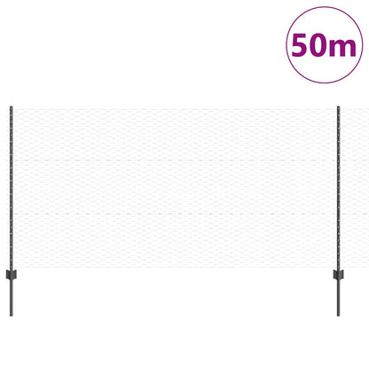 Recinzione con Posto Grigio 1,2 x 50 m Acciaio e PVC