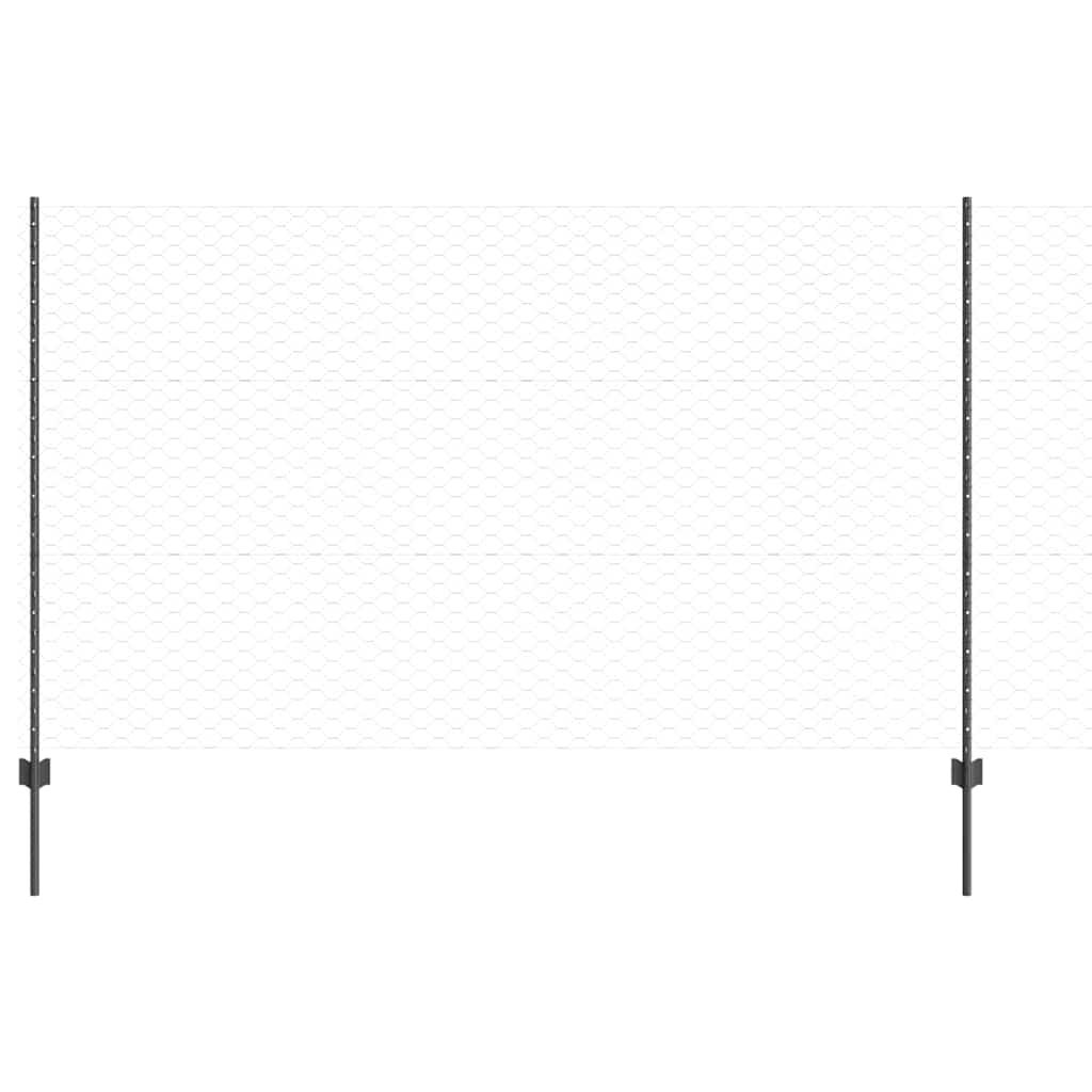 Recinzione con Posto Grigio 1,4 x 50 m Acciaio e PVC