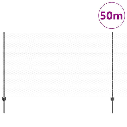 Recinzione con Posto Grigio 1,4 x 50 m Acciaio e PVC