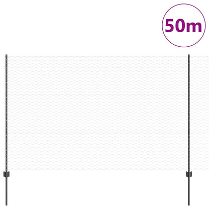 Recinzione con Posto Grigio 1,5 x 50 m Acciaio e PVC