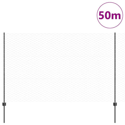 Recinzione con Posto Grigio 1,5 x 50 m Acciaio e PVC