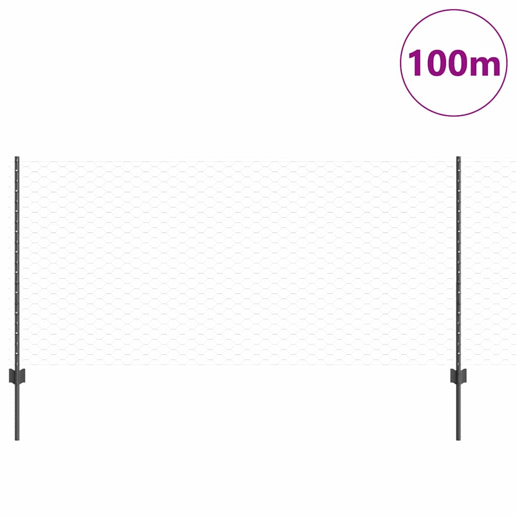 Recinzione con Posto Grigio 1 x 100 m Acciaio e PVC