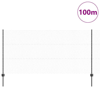 Recinzione con Posto Grigio 1,2 x 100 m Acciaio e PVC