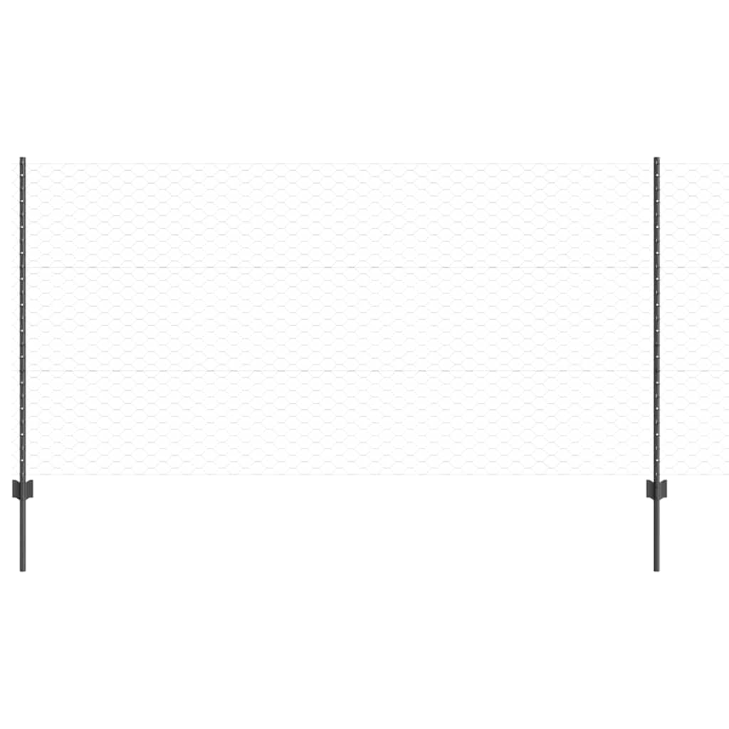 Recinzione con Posto Grigio 1,2 x 100 m Acciaio e PVC