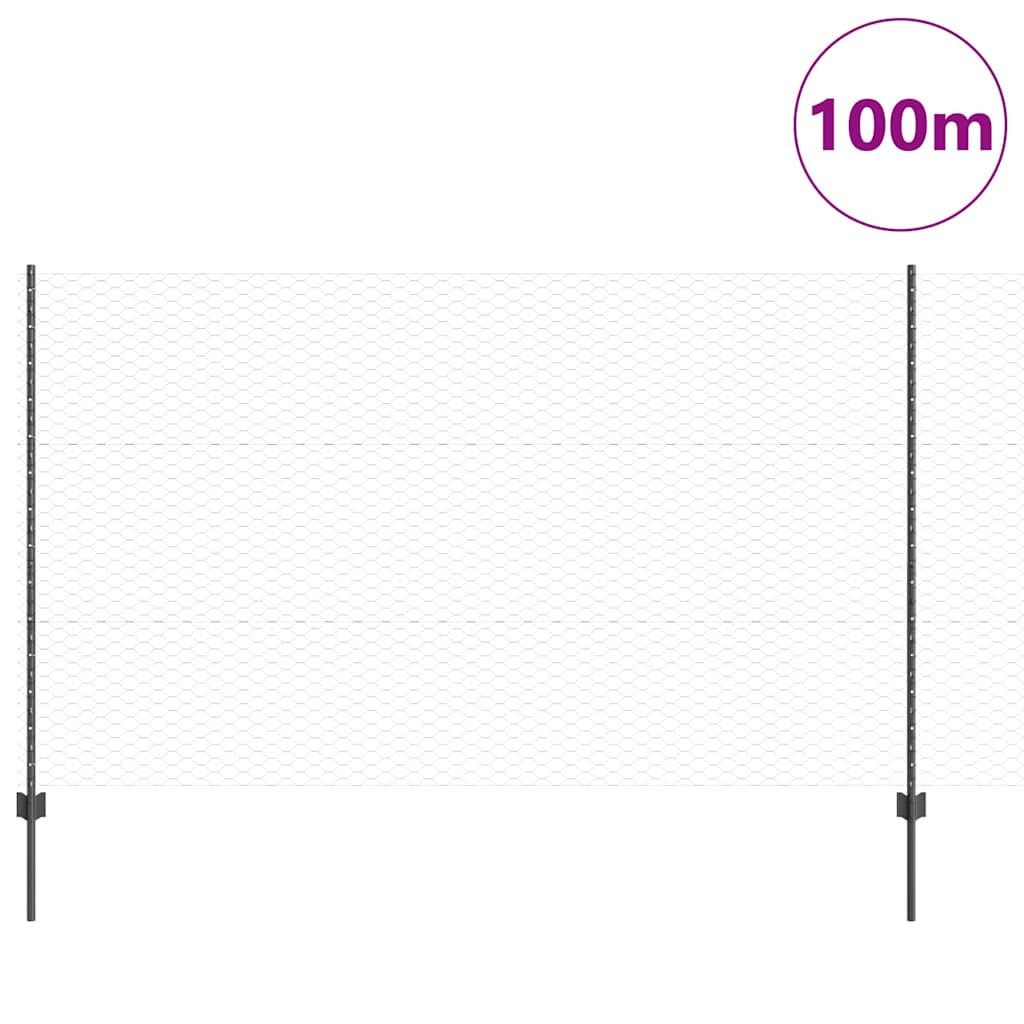 Recinzione con Posto Grigio 1,4 x 100 m Acciaio e PVC