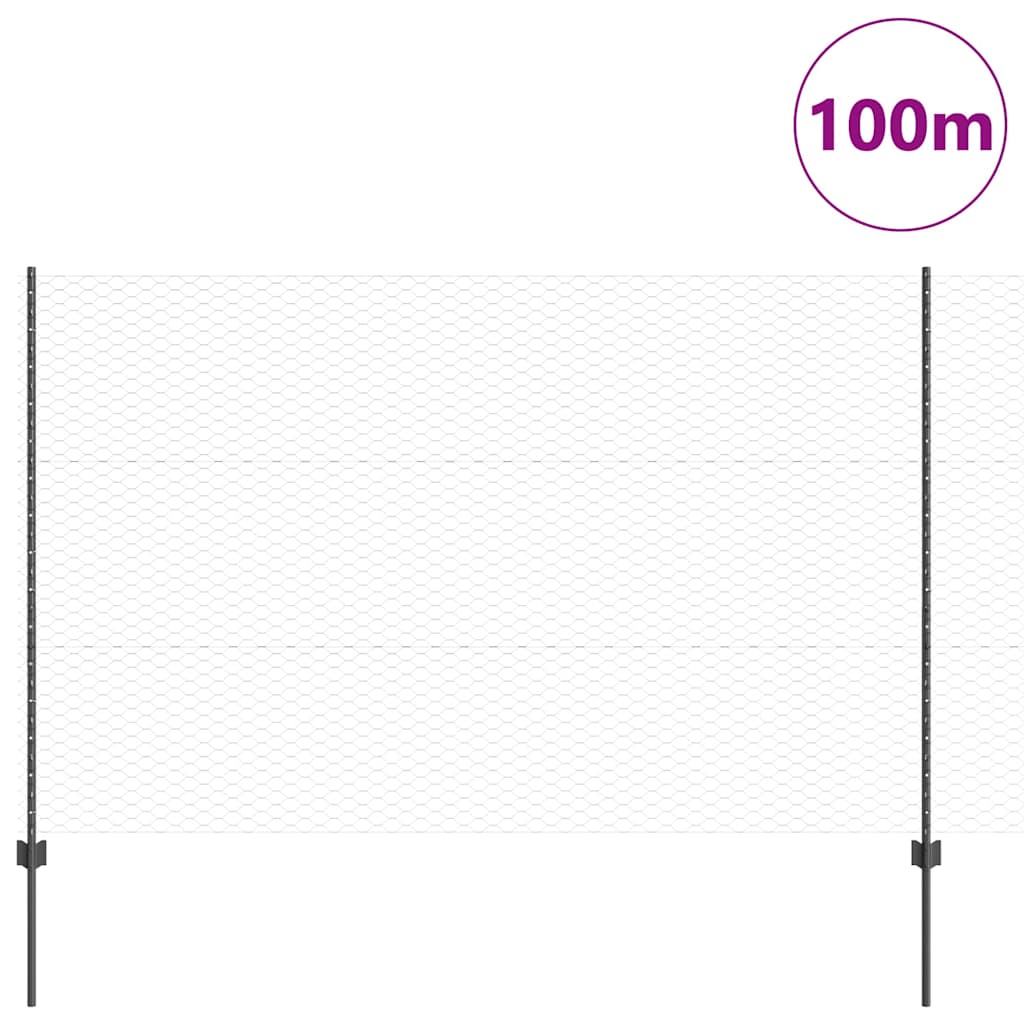 Recinzione con Posto Grigio 1,5 x 100 m Acciaio e PVC