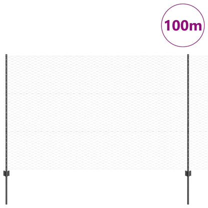 Recinzione con Posto Grigio 1,5 x 100 m Acciaio e PVC