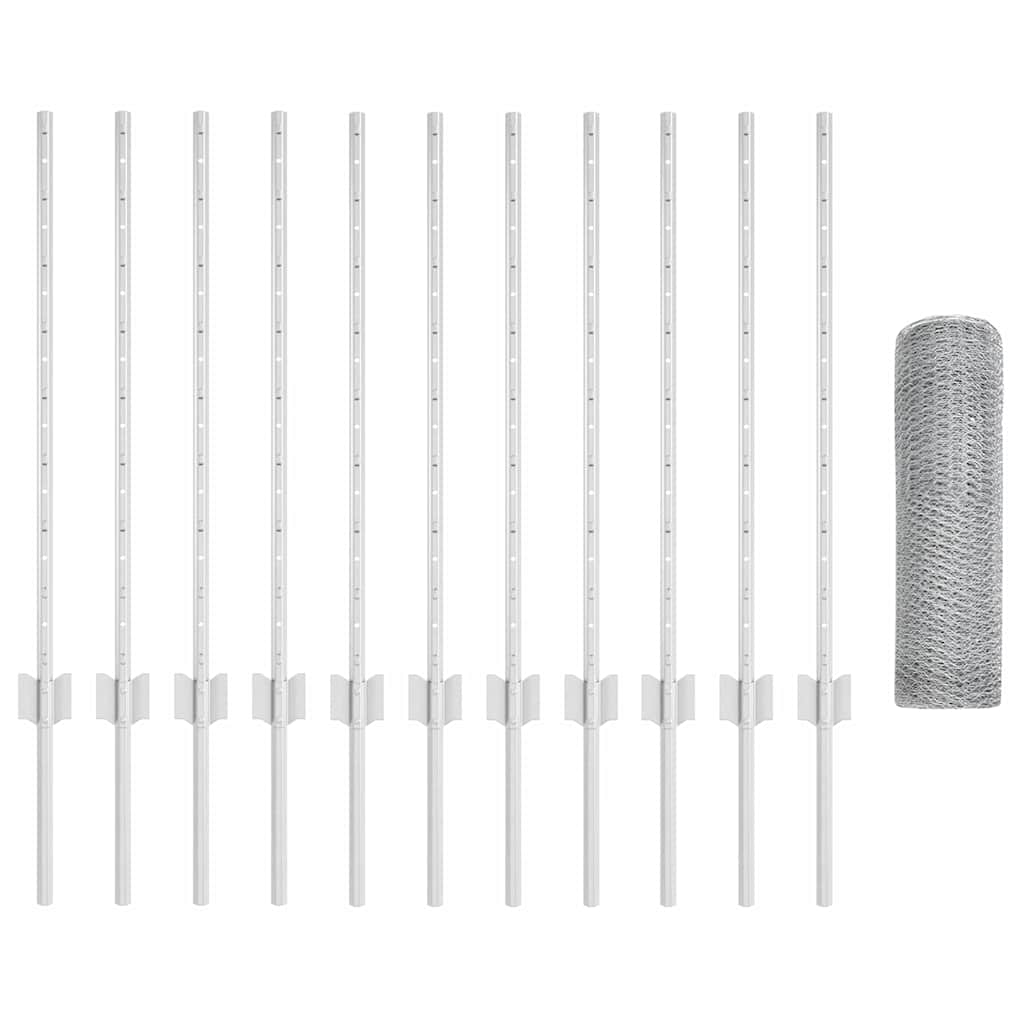Recinzione con Posto Argento 0,8 x 25 m Acciaio