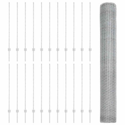 Recinzione con Posto Argento 1,2 x 50 m Acciaio