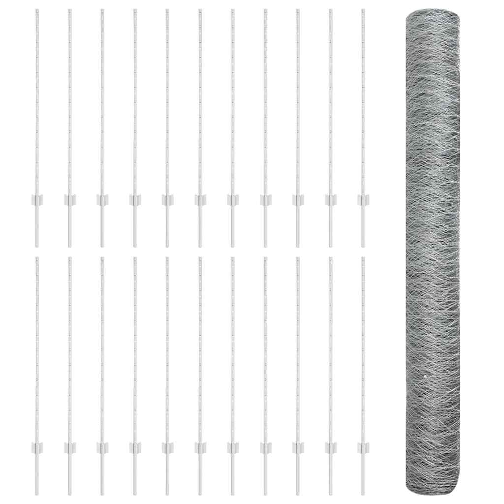 Recinzione con Posto Argento 1,2 x 50 m Acciaio