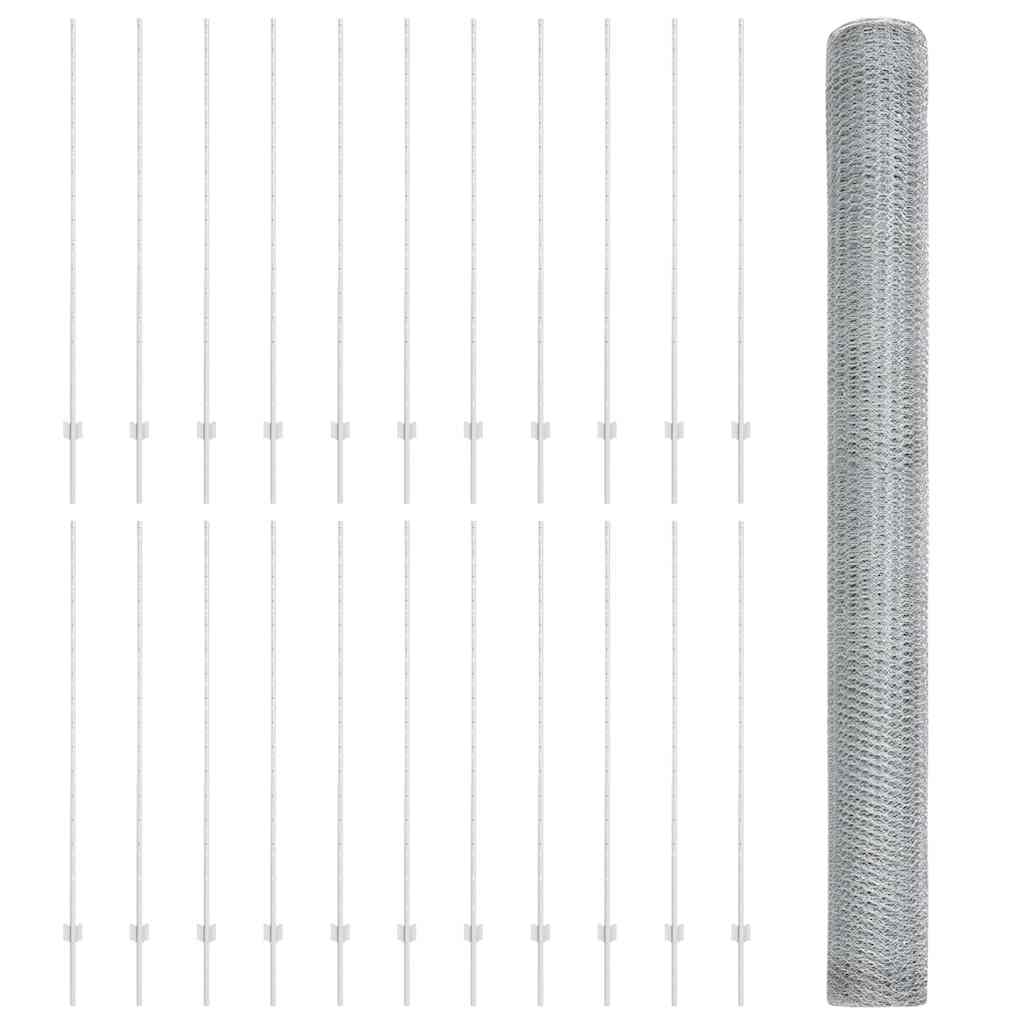Recinzione con Posto Argento 1,5 x 50 m Acciaio