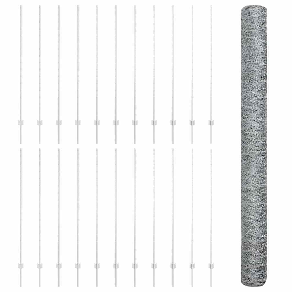 Recinzione con Posto Argento 1,6 x 50 m Acciaio