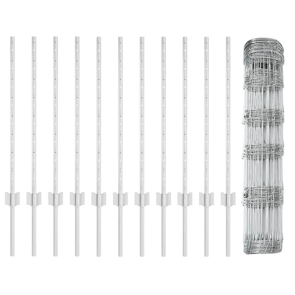 Recinzione con Posto Argento 0,8 x 25 m Acciaio